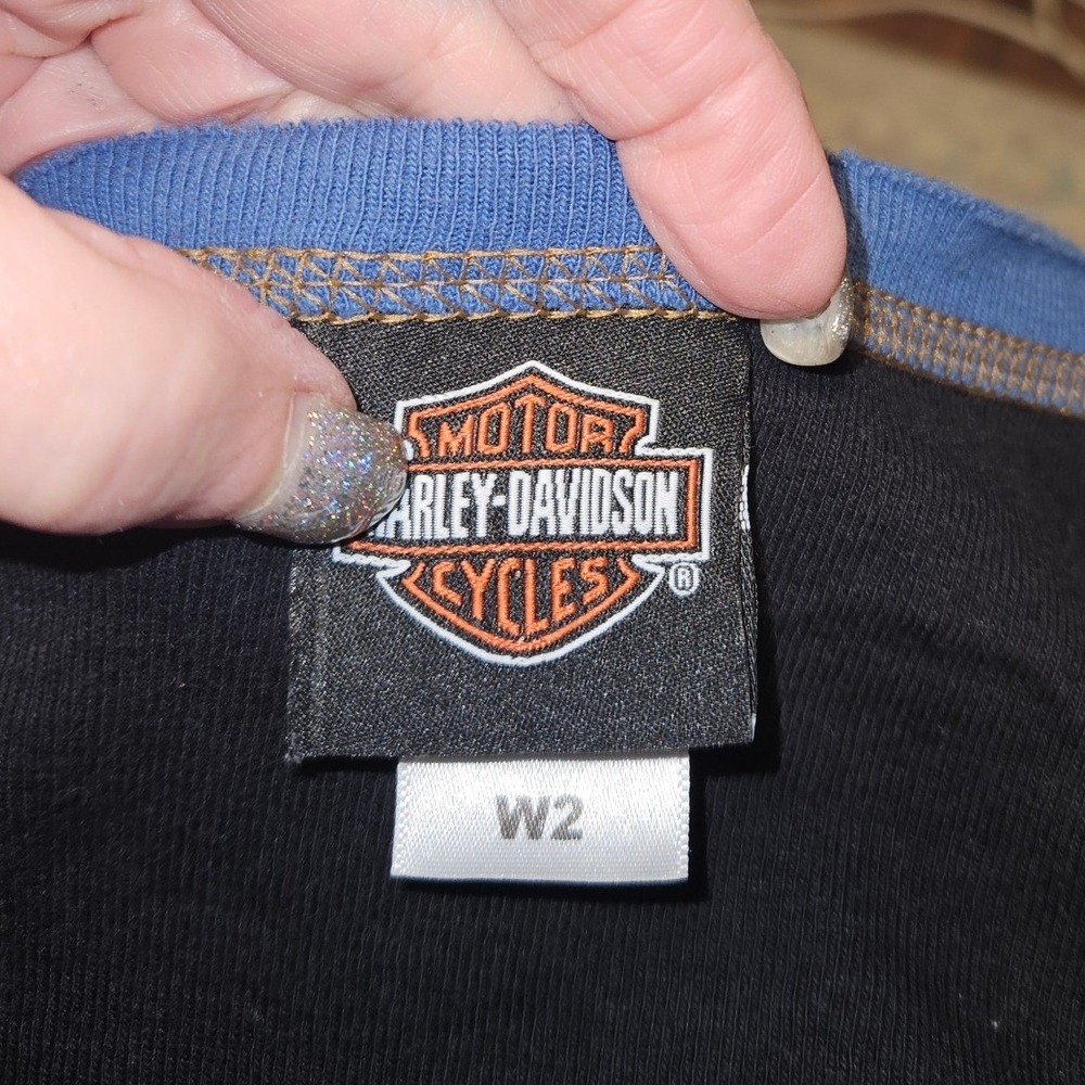 Harley-Davidson Womens Plus W2 Tank Top Casper Wyoming Graphic Biker Black Blue - Picture 3 of 4